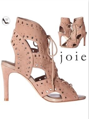 JOIE AERON NUDE BLUSH SUEDE STILETTO HEEL GLADIATOR SANDALS Designer Shoes 39